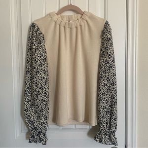 THML Light Ruffle Cuff Sweater